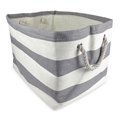 Design Imports 17 x 15 x 12 in. Paper Stripe Rectangle BasketGrey Large CAMZ35703